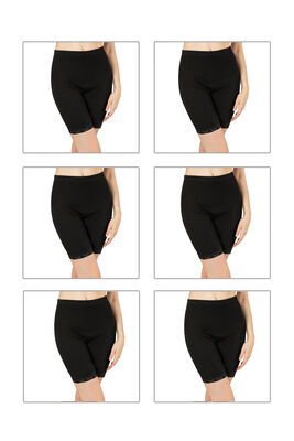 Özkan Underwear - Özkan 0114 6'lı Paket Kadın Pamuklu Ağlı Model Ribana Esnek Rahat Kalıp Yumuşak Paçalı Diz Üstü Kısa Tayt (1)